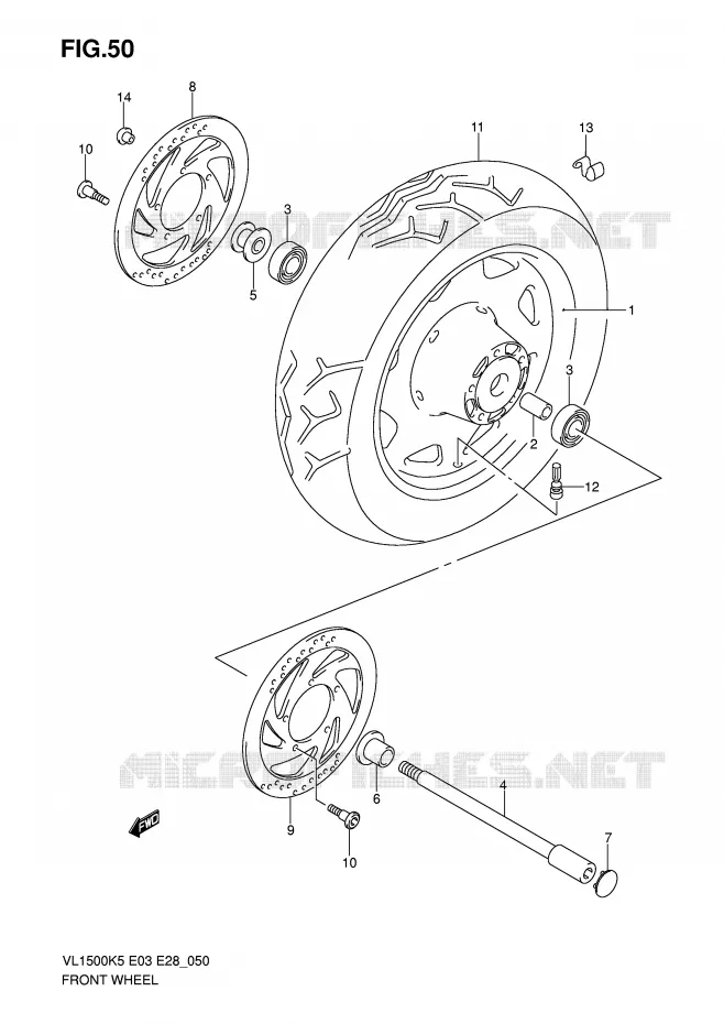 ROUE AVANT Suzuki MOTO 1500 BOULEVARD 2008  VL1500TK8(E3/E28)