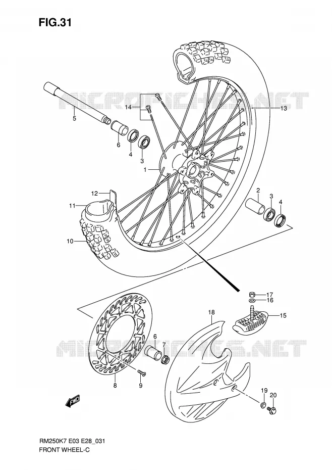ROUE AVANT Suzuki MOTO 250 RM 2008  RM250K8(E3/E28)
