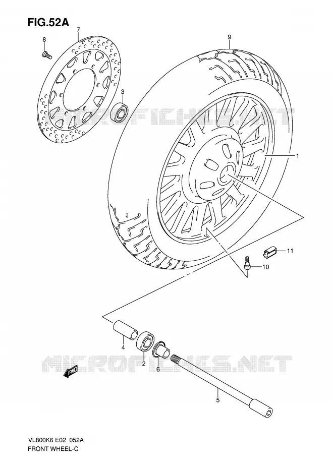 ROUE AVANT (VL800CK8/CUEK8/CK9/CUEK9/CL0/CUEL0) Suzuki MOTO 800 VOLUSIA 2008  VL800UEK8(E2)