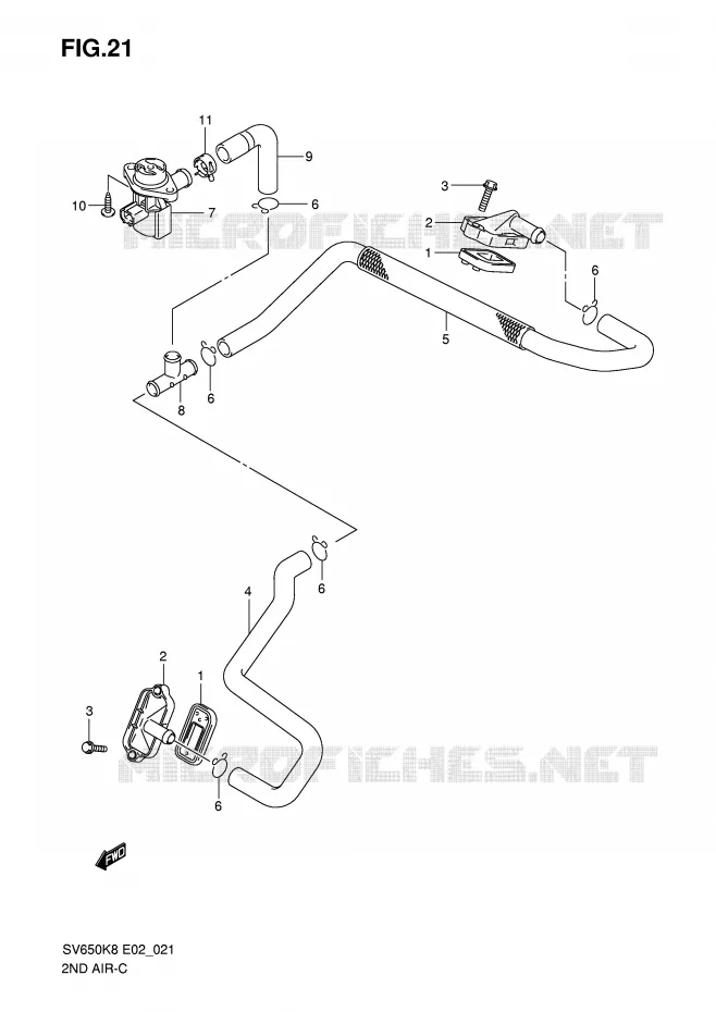 SYSTEME RECYCLAGE GAZ ECHAPPEMENT Suzuki MOTO 650 SV 2010  SV650SL0(E2)