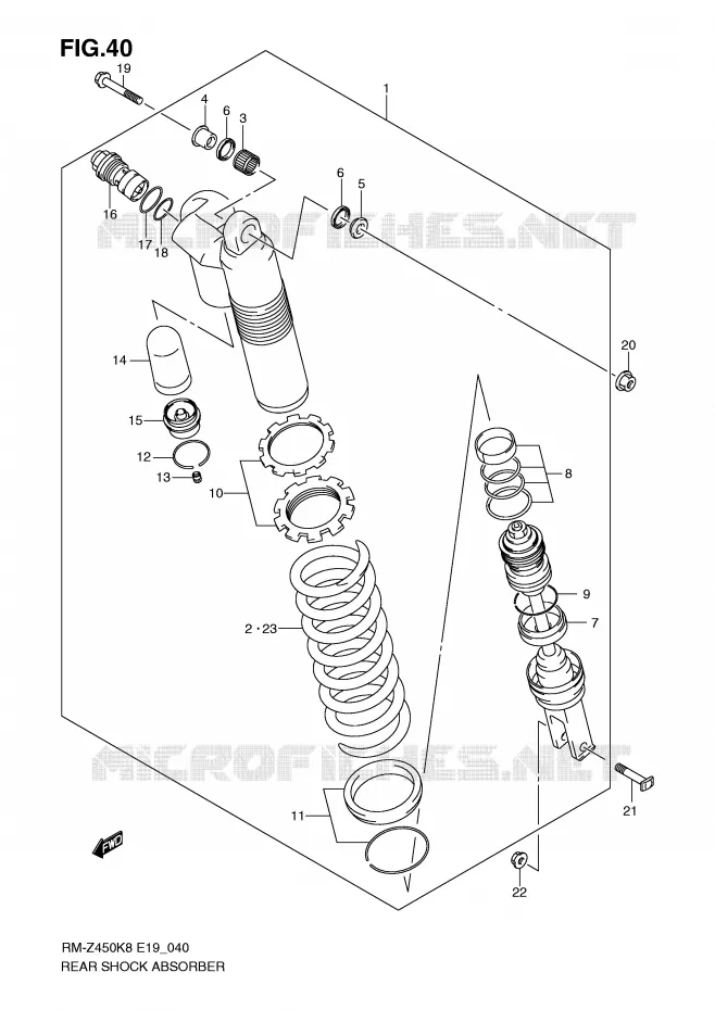AMORTISSEUR ARRIERE (RM-Z450K8/K9) Suzuki MOTO 450 RM-Z 2010  RM-Z450L0(E19)