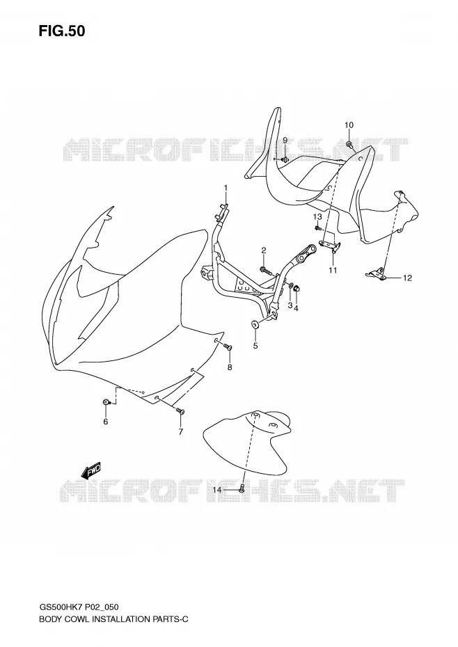 ARAIGNEE AVANT  (WITH COWLING) Suzuki MOTO 500 GS-F 2007  GS500FMK7(P02)