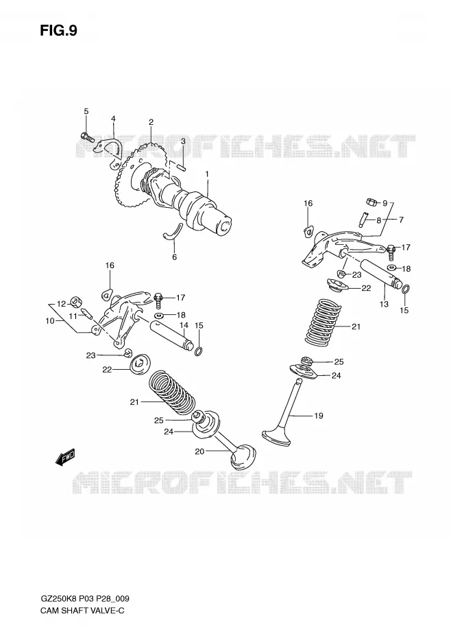 ARBRE A CAMES - SOUPAPES Suzuki MOTO 250 MARAUDER 2008  GZ250K8(P3)