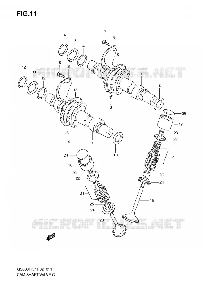 ARBRE A CAMES - SOUPAPES Suzuki MOTO 500 GS-F 2008  GS500FHK8(P02)