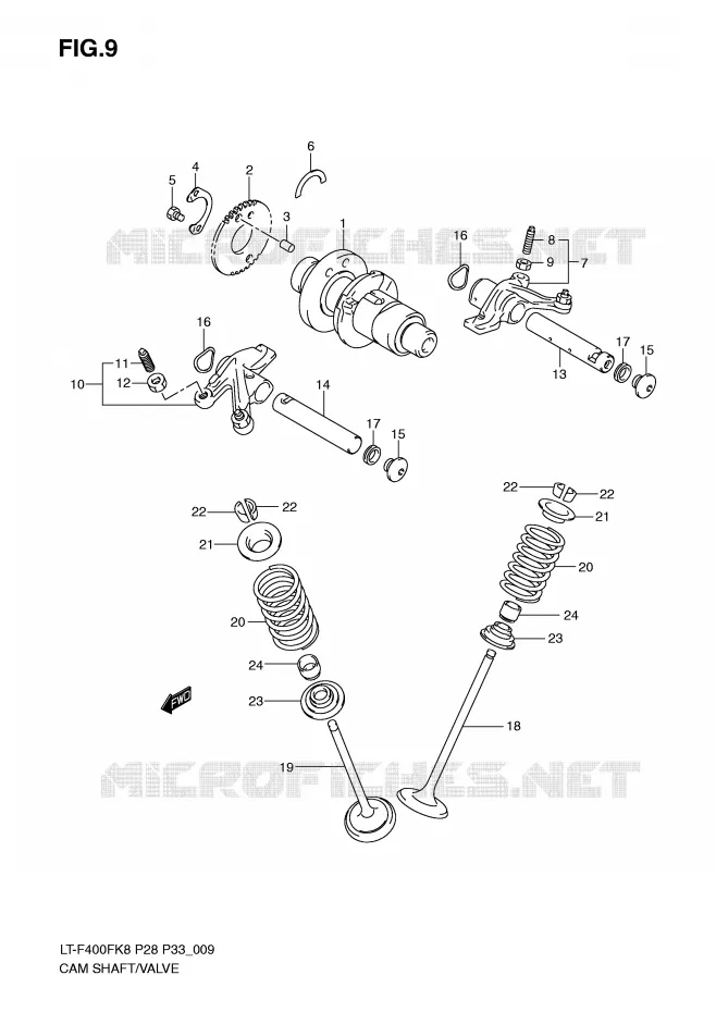 ARBRE A CAMES - SOUPAPES Suzuki QUAD 400 KINGQUAD 2010  LT-F400FL0(P28/P33)