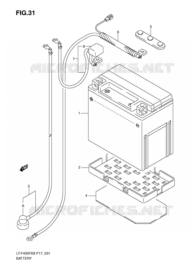 BATTERIE (LT-F400FK8/FK9) Suzuki QUAD 400 KINGQUAD 2008  LT-F400FK8(P17)