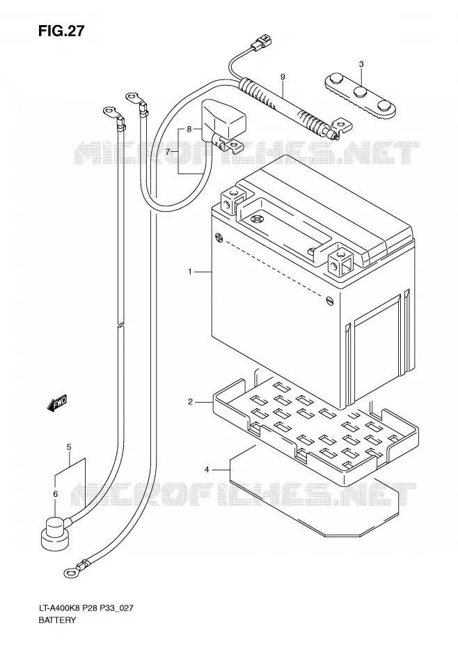 BATTERIE (MODEL K8/K9) Suzuki QUAD 400 EIGER 2008  LT-A400K8(P28/P33)
