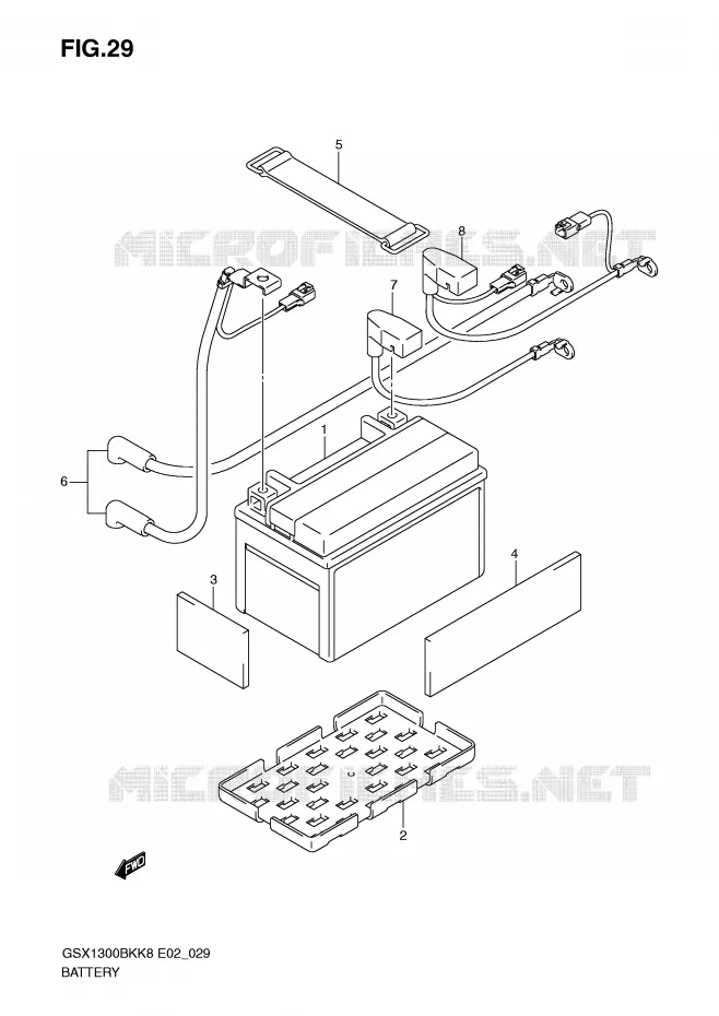 BATTERIE Suzuki MOTO 1300 B-KING 2011  GSX1300BKAU2K8(E2)