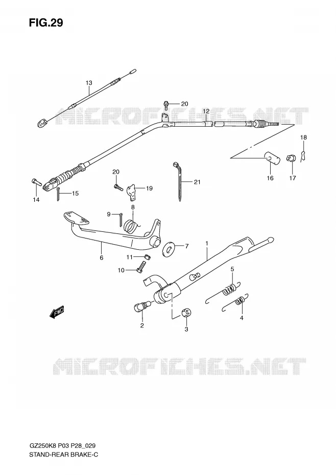 BEQUILLE - PEDALE DE FREIN ARRIERE Suzuki MOTO 250 MARAUDER 2008  GZ250K8(P3)
