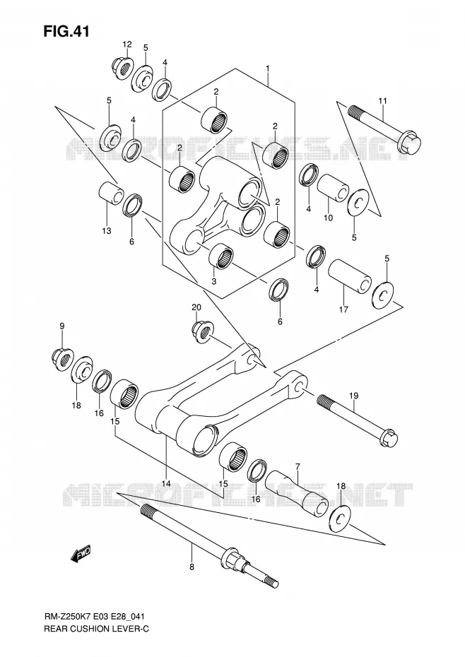 BIELLETTE DE SUSPENSION ARRIERE Suzuki MOTO 250 RM-Z 2008  RM-Z250K8(E3/E28)