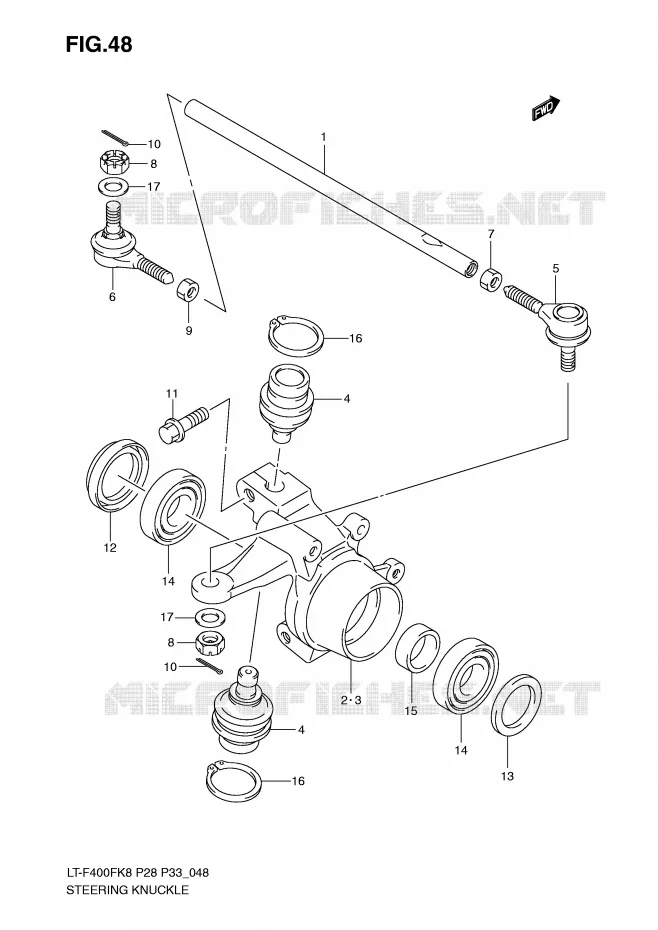 BIELLETTES DE DIRECTION - MOYEU Suzuki QUAD 400 KINGQUAD 2010  LT-F400FUL0(P28/P33)