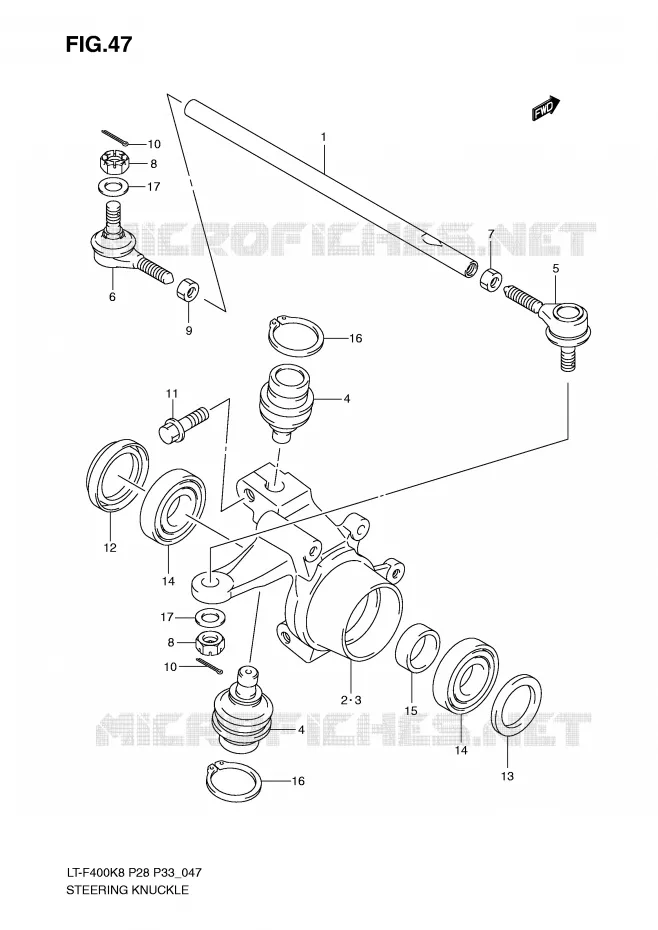 BIELLETTES DE DIRECTION - MOYEU Suzuki QUAD 400 KINGQUAD 2010  LT-F400L0(P28/P33)