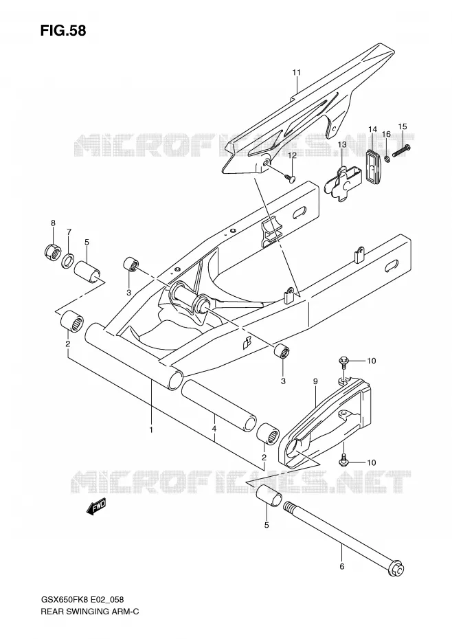 BRAS OSCILLANT ARRIERE Suzuki MOTO 650 GSX-F 2008  GSX650FUK8(E2)
