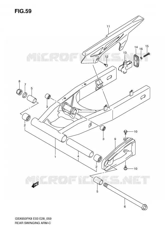 BRAS OSCILLANT ARRIERE Suzuki MOTO 650 GSX-F 2010  GSX650FAL0(E3/E28)