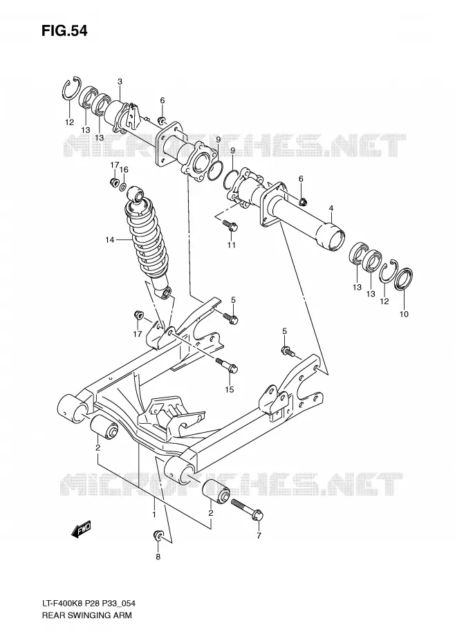 BRAS OSCILLANT ARRIERE Suzuki QUAD 400 KINGQUAD 2009  LT-F400K9(P28/P33)
