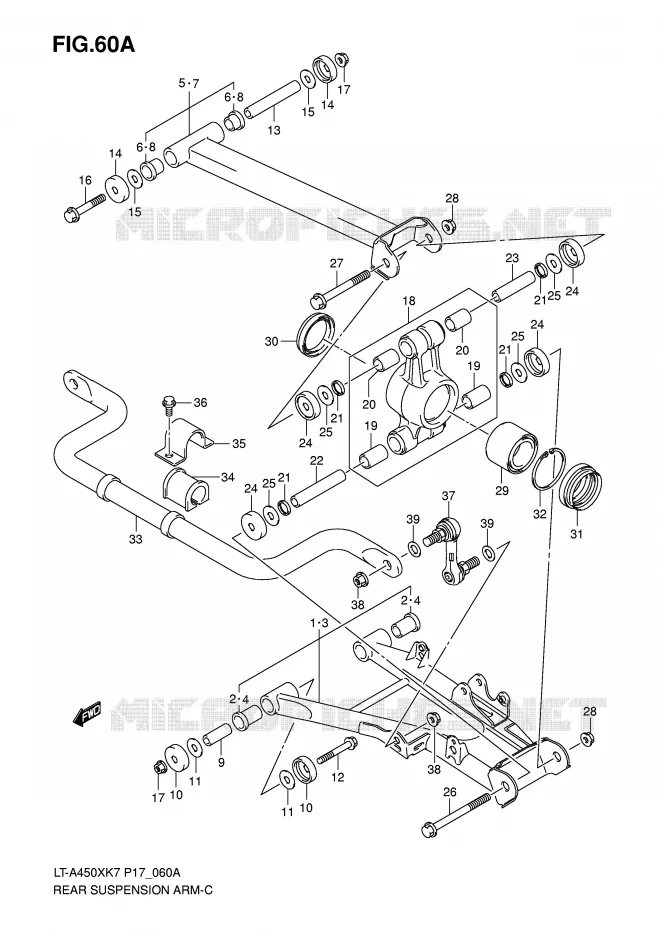 BRAS OSCILLANT (MODEL K8/K9/L0) Suzuki QUAD 450 KINGQUAD 2009  LT-A450XZK9(P17)