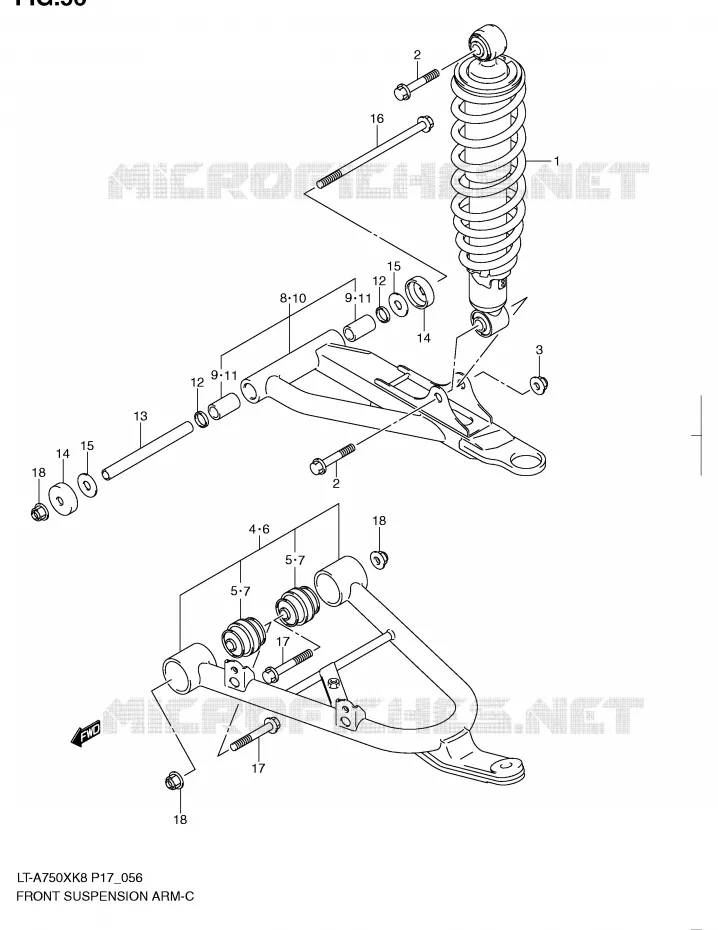 BRAS SUSPENSION AVANT Suzuki QUAD 750 KINGQUAD 2009  LT-A750XZK9(P17)