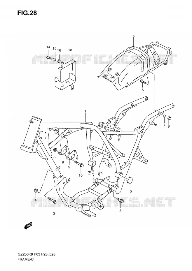 CADRE Suzuki MOTO 250 MARAUDER 2008  GZ250K8(P3)