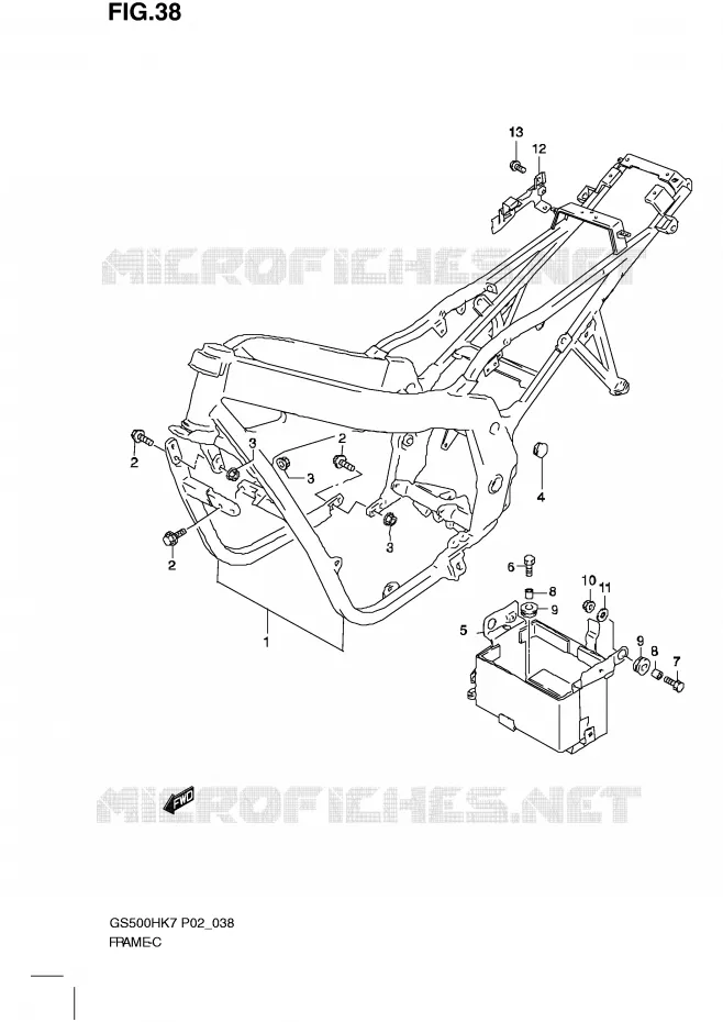 CADRE Suzuki MOTO 500 GS-E 2007  GS500HUK7(P02)