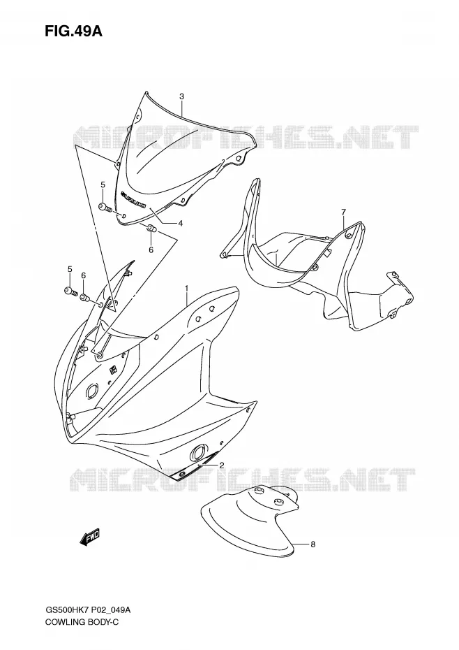 CARENAGES (GS500FHK8) Suzuki MOTO 500 GS-F 2007  GS500FMK7(P02)