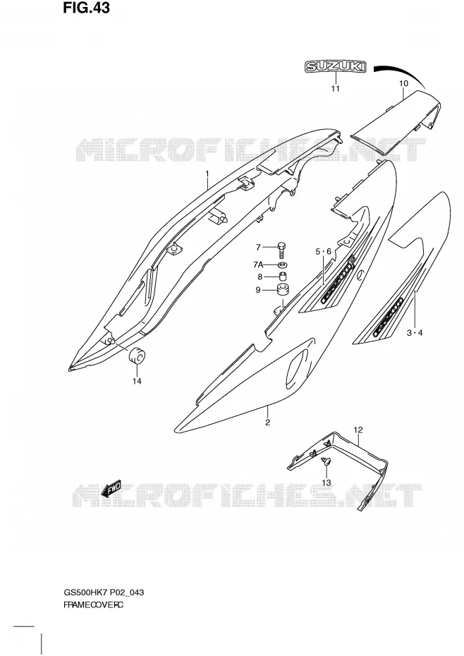 CARENAGES (MODEL K7) Suzuki MOTO 500 GS-F 2007  GS500FHK7(P02)