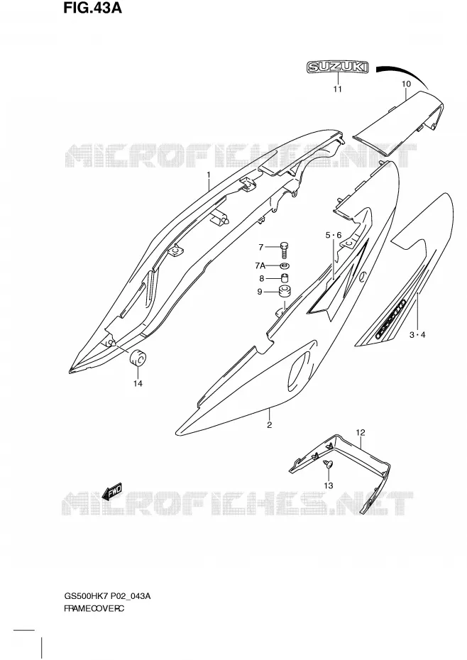 CARENAGES (MODEL K8) Suzuki MOTO 500 GS-F 2007  GS500FMK7(P02)