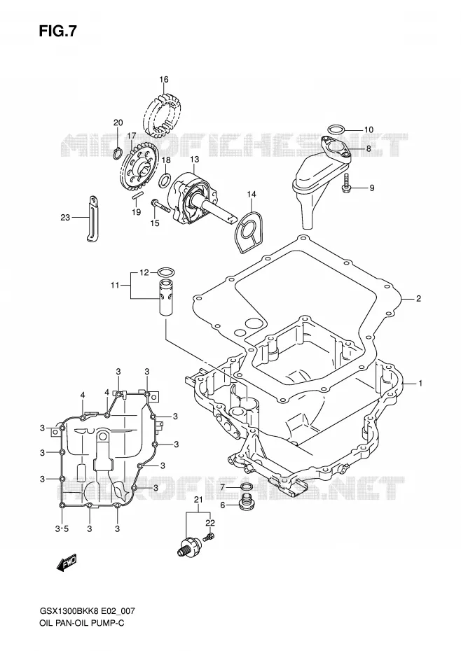 CARTER INFERIEUR - POMPE A HUILE Suzuki MOTO 1300 B-KING 2010  GSX1300BKU2K8(E2)