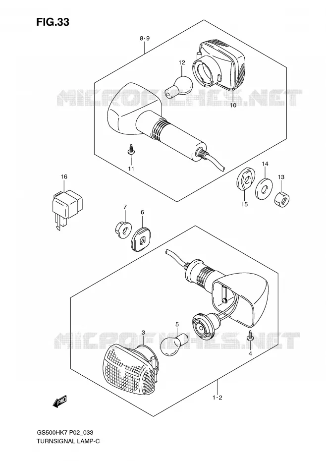 CLIGNOTANTS (GS500FH P2, P19, P24, P54, GS500FM P19) Suzuki MOTO 500 GS-F 2007  GS500FMK7(P02)