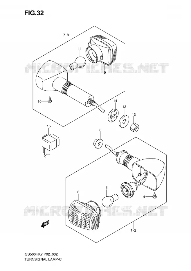 CLIGNOTANTS (GS500H P2, P19, P24, P54, GS500HU P19) Suzuki MOTO 500 GS-F 2007  GS500FMK7(P02)