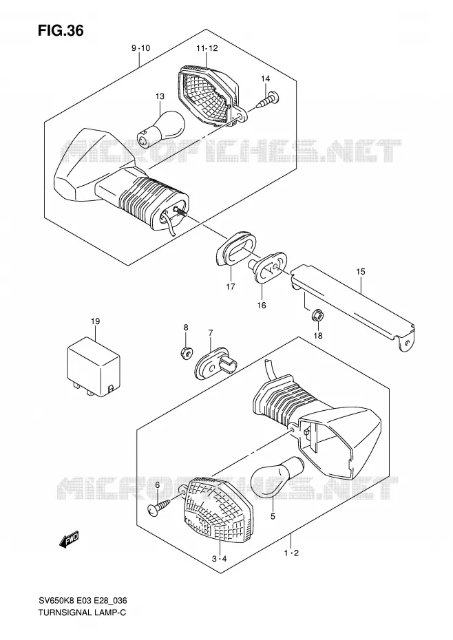 CLIGNOTANTS (SV650K8/AK8) Suzuki MOTO 650 SV 2009  SV650K9(E3/E28)
