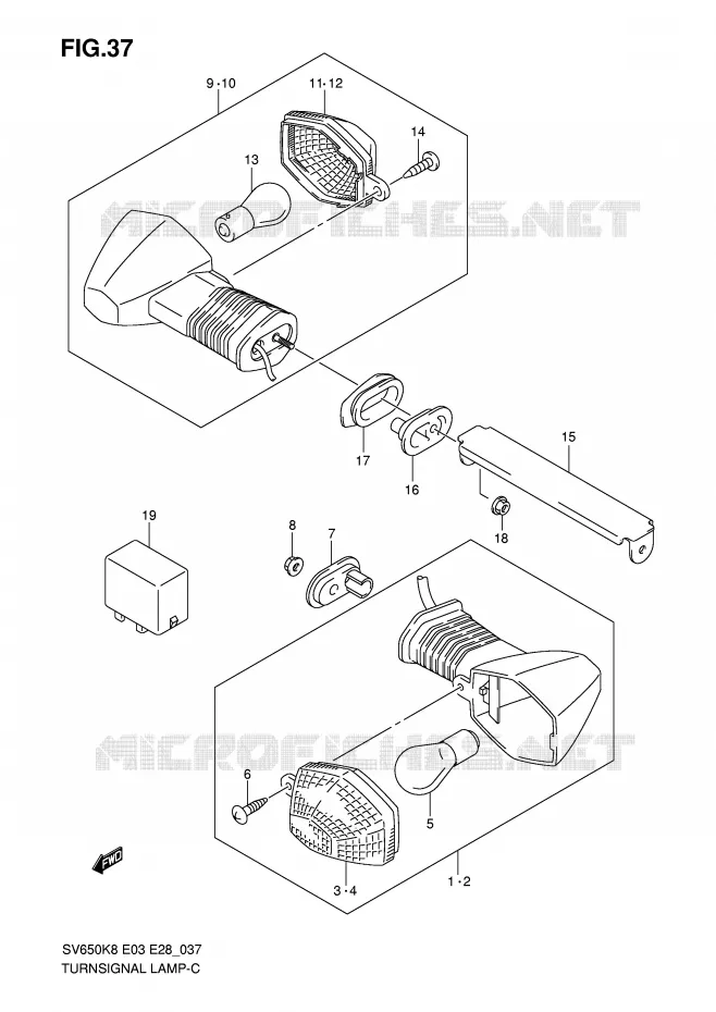 CLIGNOTANTS (SV650SK8/SAK8) Suzuki MOTO 650 SV-S 2009  SV650SAK9(E3/E28)