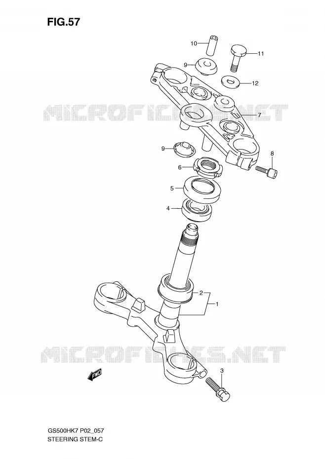 COLONNE DE DIRECTION (GS500FHK7/FM/K7/FHK8) Suzuki MOTO 500 GS-F 2008  GS500FHK8(P02)