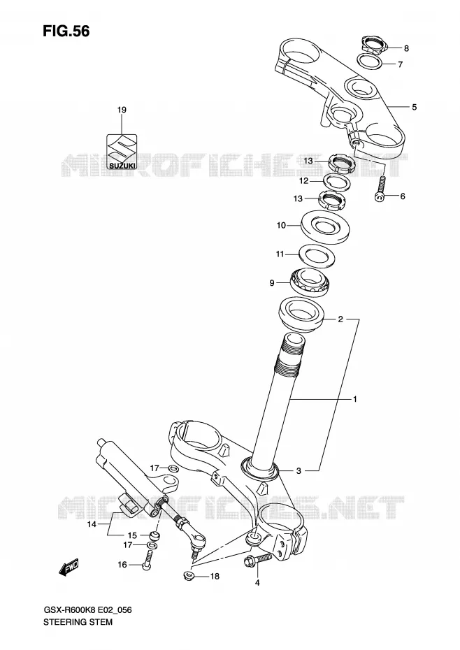 COLONNE DE DIRECTION Suzuki MOTO 600 GSX-R 2008  GSX-R600U2K8(E2)