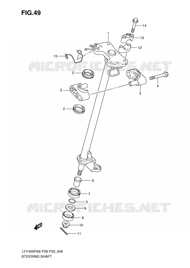 COLONNE DE DIRECTION Suzuki QUAD 400 KINGQUAD 2009  LT-F400FK9(P28/P33)