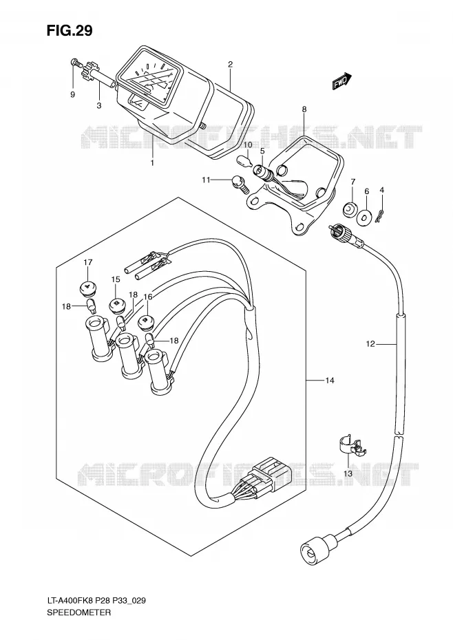 COMPTEUR (MODEL K8/K9) Suzuki QUAD 400 EIGER 2009  LT-A400FK9(P28/P33)