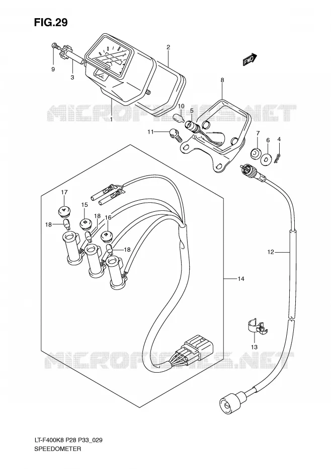COMPTEUR (MODEL K8/K9) Suzuki QUAD 400 KINGQUAD 2010  LT-F400L0(P28/P33)