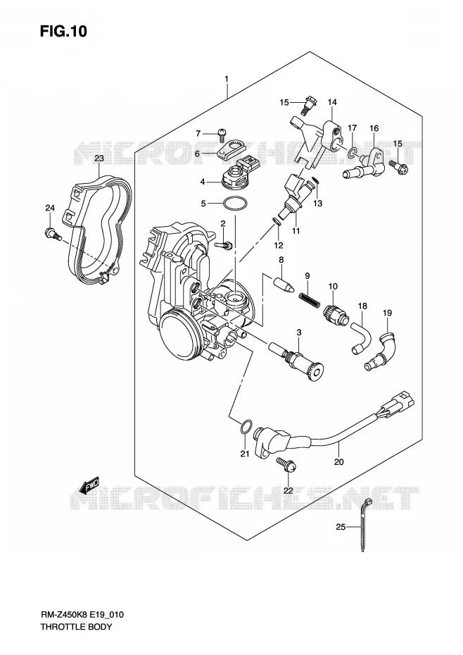 CORPS DE PAPILLON (RM-Z450K8/K9/L0) Suzuki MOTO 450 RM-Z 2012  RM-Z450L1(E19)