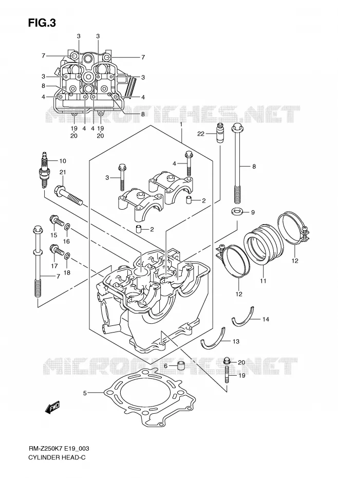 CULASSE Suzuki MOTO 250 RM-Z 2008  RM-Z250K8(E19)