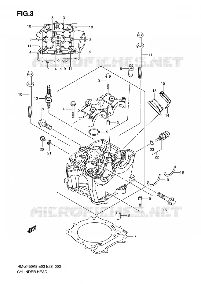 CULASSE Suzuki MOTO 450 RM-Z 2008  RM-Z450K8(E3/E28)