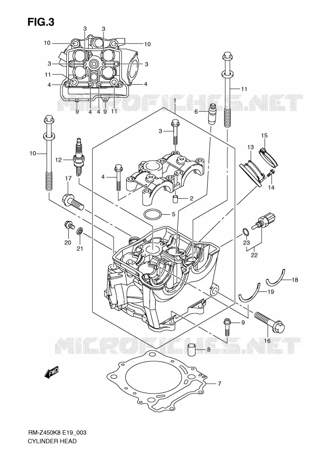 CULASSE Suzuki MOTO 450 RM-Z 2010  RM-Z450L0(E19)