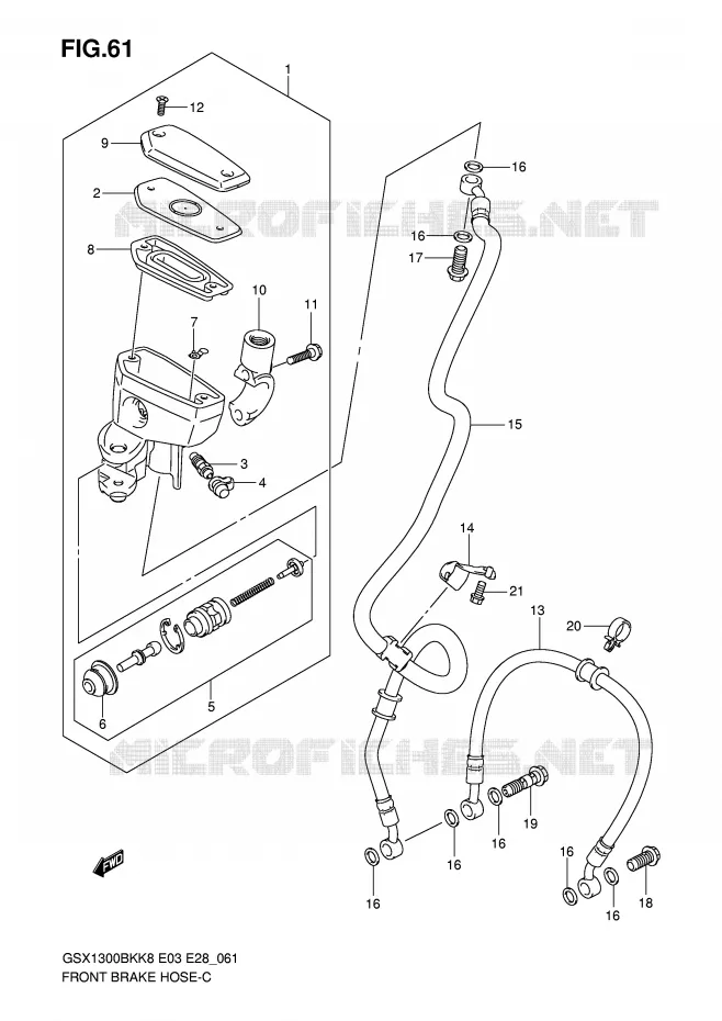 DURITE DE FREIN AVANT (GSX1300BKK8/K9) Suzuki MOTO 1300 B-KING 2009  GSX1300BKK9(E3/E28)