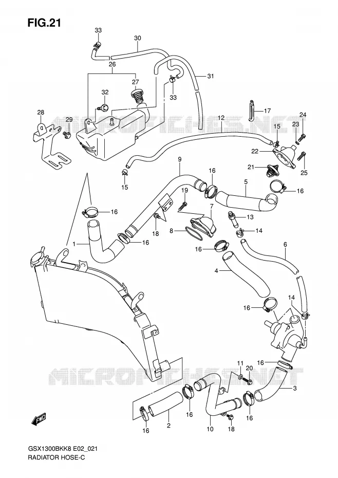 DURITE DE RADIATEUR Suzuki MOTO 1300 B-KING 2012  GSX1300BKAU2K8(E2)