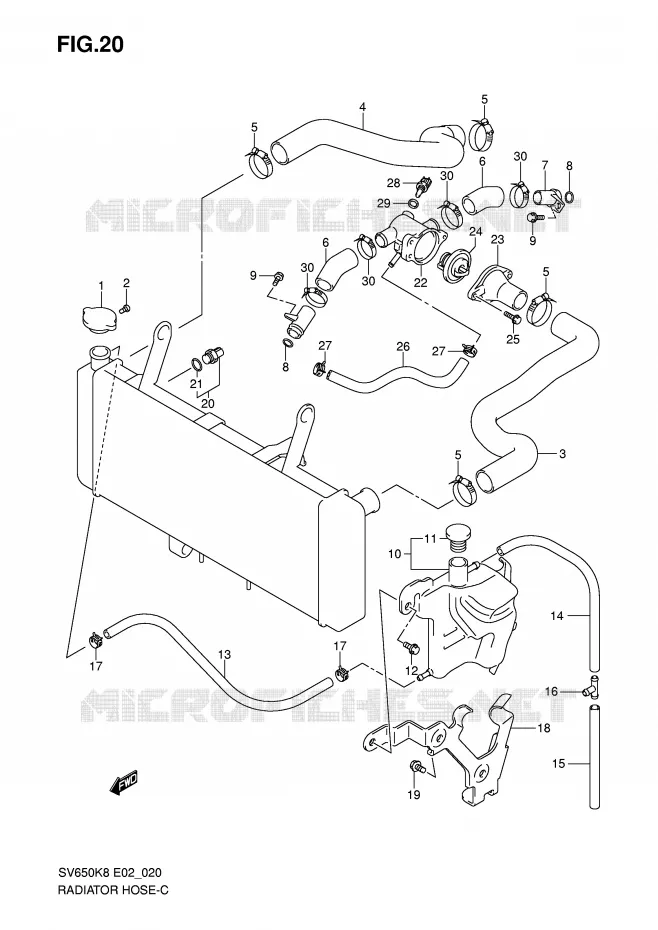 DURITE DE RADIATEUR Suzuki MOTO 650 SV 2009  SV650SUK9(E2)