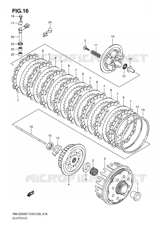 EMBRAYAGE (MODEL K7) Suzuki MOTO 250 RM-Z 2008  RM-Z250K8(E3/E28)