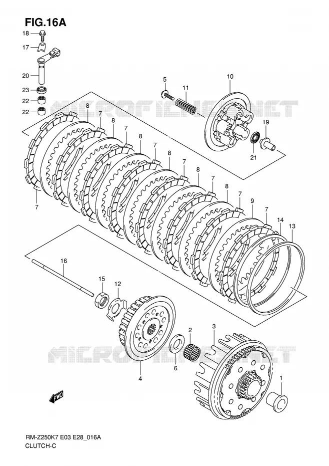 EMBRAYAGE (MODEL K8/K9) Suzuki MOTO 250 RM-Z 2009  RM-Z250K9(E3/E28)
