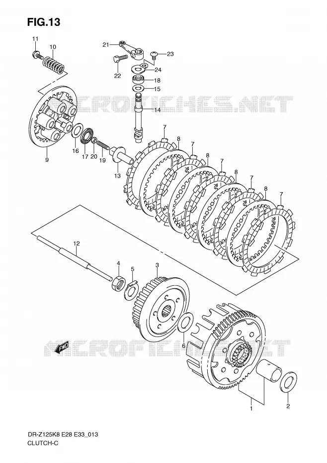 EMBRAYAGE Suzuki MOTO 125 DR-Z 2009  DR-Z125LK9(E28/E33)