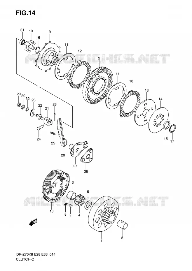 EMBRAYAGE Suzuki MOTO 70 DR-Z 2010  DR-Z70L0(E28/E33)