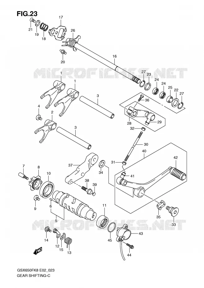 ENSEMBLE DE SELECTION DE VITESSES (MODEL K8) Suzuki MOTO 650 GSX-F 2009  GSX650FK9(E2)