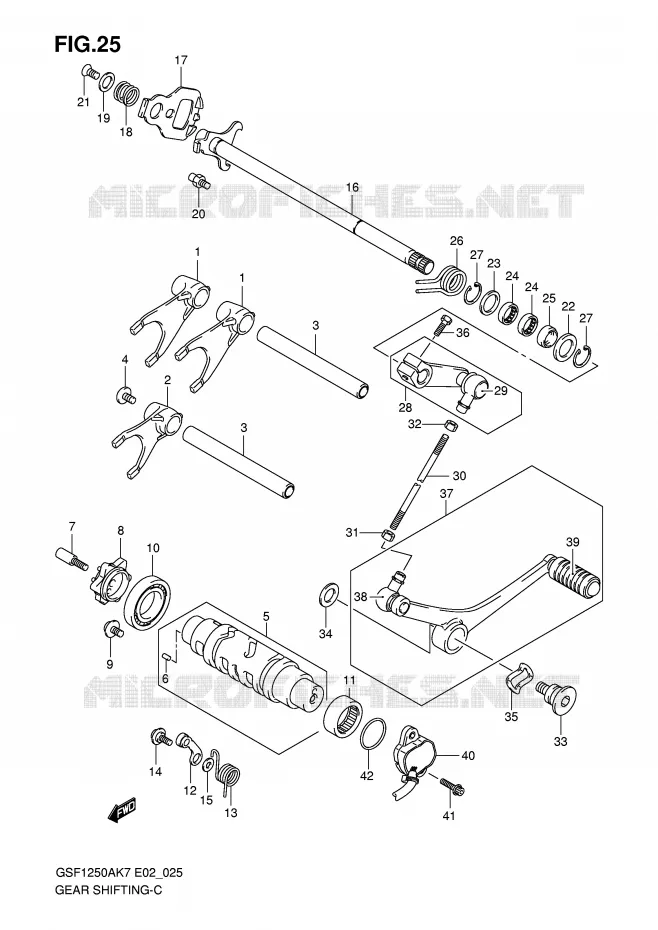 ENSEMBLE DE SELECTION DE VITESSES Suzuki MOTO 1250 BANDIT-S 2008  GSF1250SK8(E2)