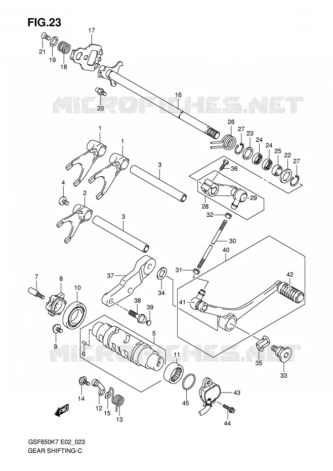 ENSEMBLE DE SELECTION DE VITESSES Suzuki MOTO 650 BANDIT 2007  GSF650SAK7(E19)